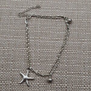 9.5 + 2 Inch Sterling Silver Starfish And Bell Charms Bracelet A3796
